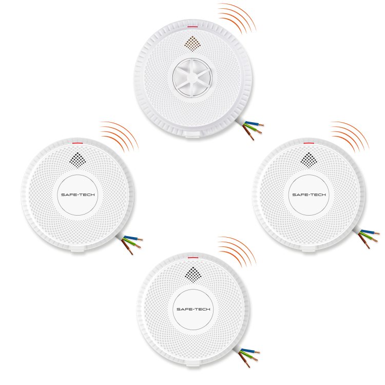 3x Mains-Powered Interlink Smoke and Heat Alarm Bundle Kit