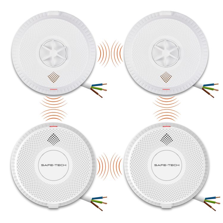 2x Mains-Powered Interlink Smoke Heat Alarm & Multi Sensor Bundle