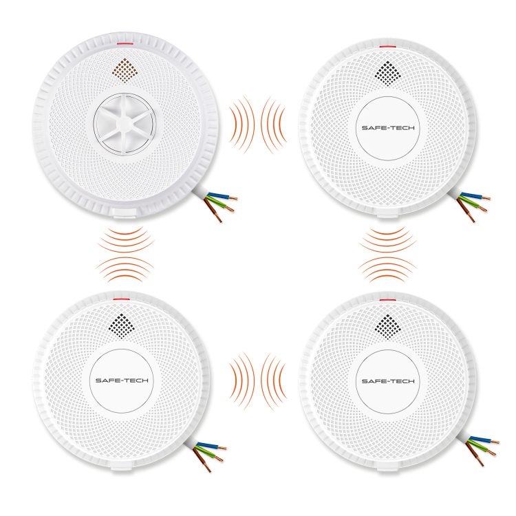 3x Mains-Powered Interlink Smoke Heat & CO Alarm Bundle Kit